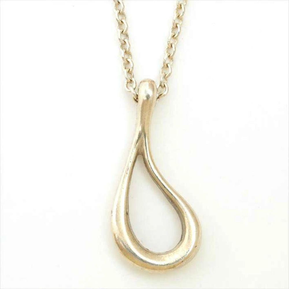 Tiffany Co Elsa Peretti Open Teardrop Pendant Necklace Sterling Silver